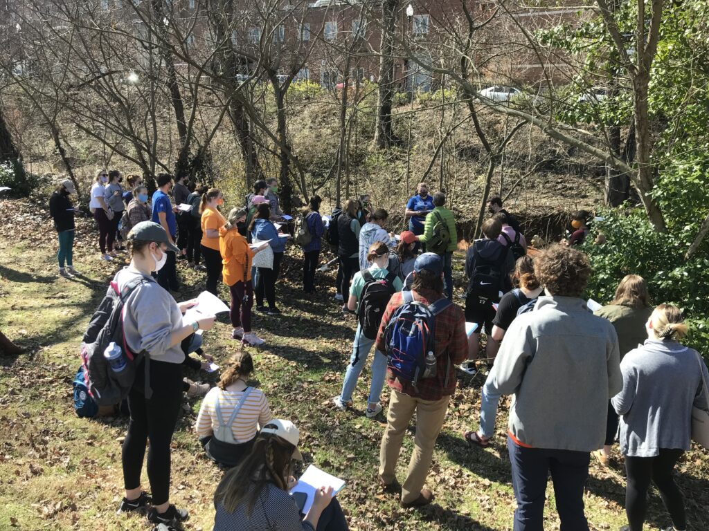 Students taking notes while learning about 2nd Creek